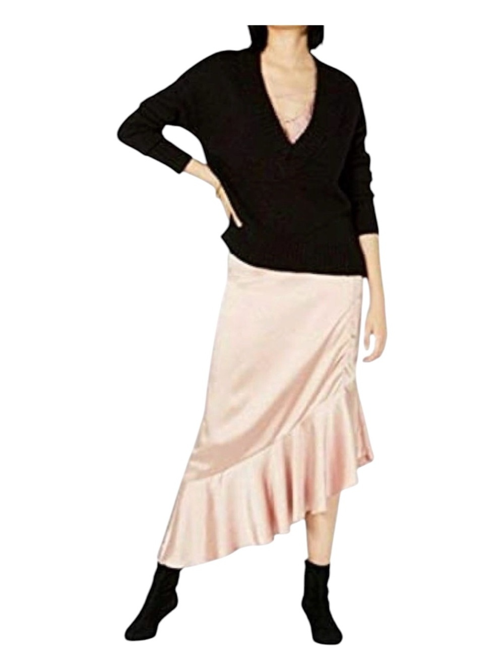 NWT Bar III Black V-Neck Ribbed Sweater Sz M